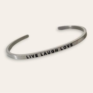 Mantraband Live Laugh Love Silver Cuff Bracelet‎